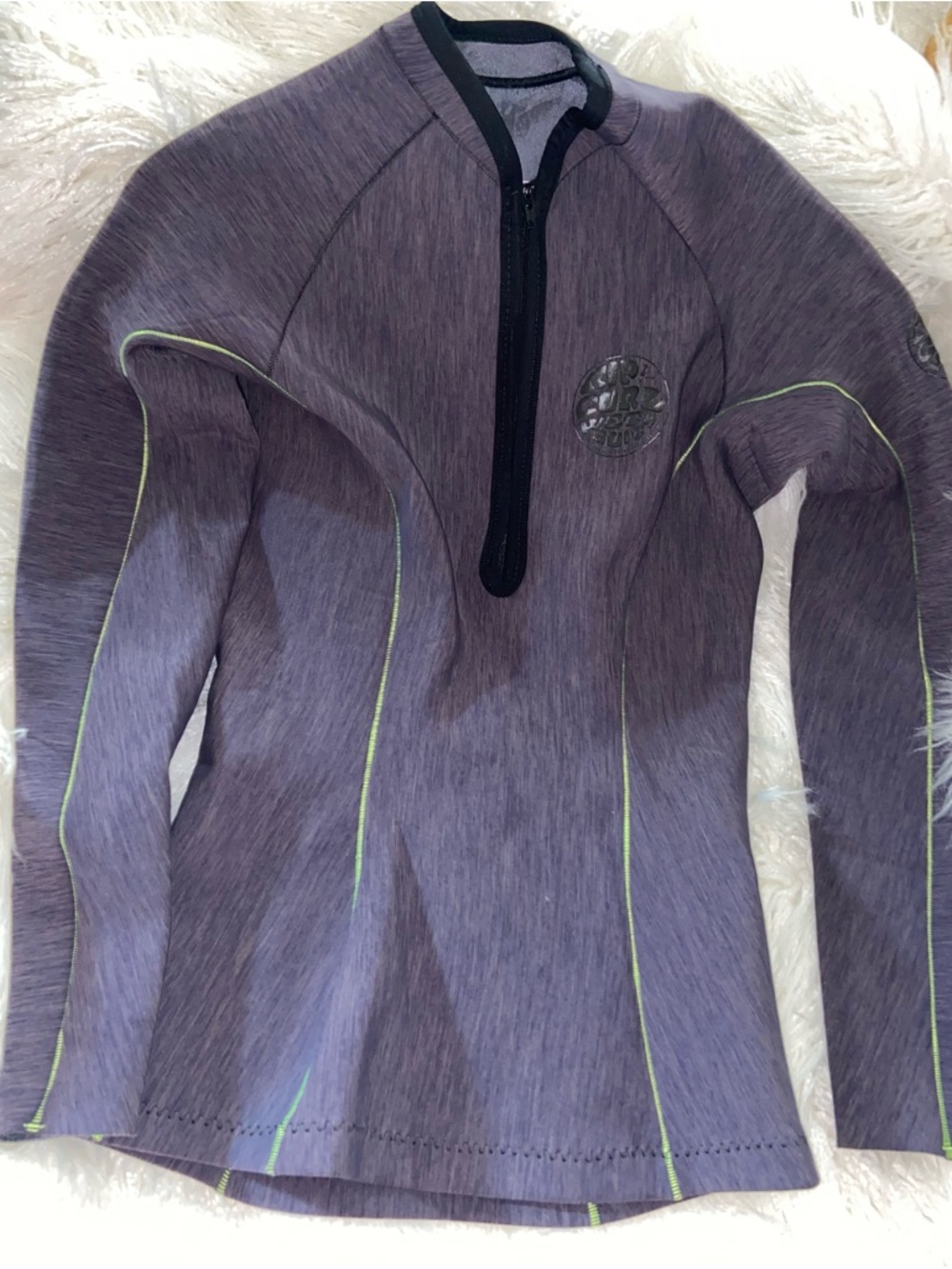 Rip Curl Purple Kids Long-Sleeve Swim Rashguard with Lime Trim